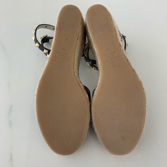 SOLD Valentino Rockstud Leather Wedge Espadrille - Picture 6 of 8
